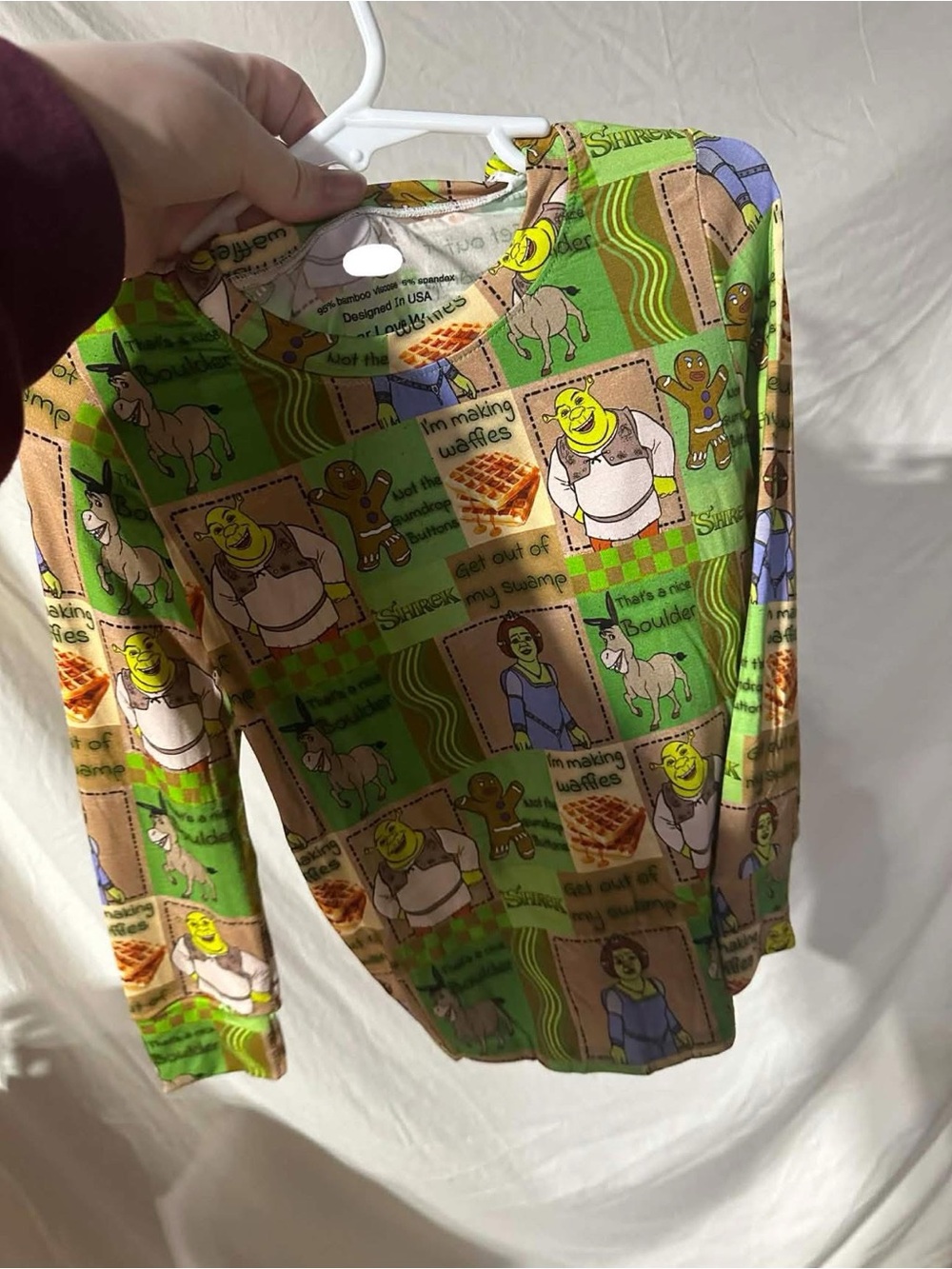 Green Shrek Print Kids Pajama Top